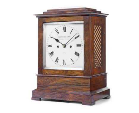 A mid-ninteenth century rosewood table clockthe dial signed Barraud &amp; Lund, Cornhill London and numbered 1856the rectangu