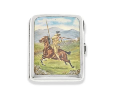 Boer War Interest: a Victorian silver and enamel cigarette caseJohn Millward Banks, Birmingham 1899 The front enamelled with 