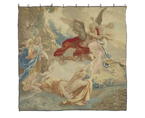 A vibrant mythological French tapestry fragment,possibly late 17th/early 18th century, probably Beauvaisdepicting the rape of
