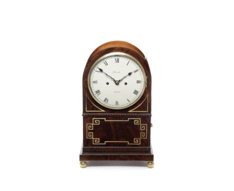 A 19th century mahogany and brass table clock with trip repeatthe dial signed Brooks, Lynnthe arched case over arched brass f