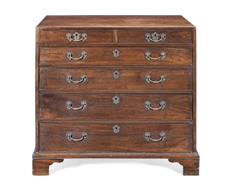 A George III mahogany caddy top chestCirca 1760, with two short drawers above four long graduated drawers, on shaped bracket 