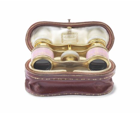 A pair of enamelled gilt opera glassesCartier, stamped with the mark for Louis Cartier, early 20th century The barrels with p