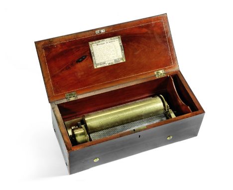 A Nicole Freres key-wound two-per-turn cylinder musical box,  Swiss,  Circa 1844No. 26693,  the 30 x 8cm cylinder playing twe