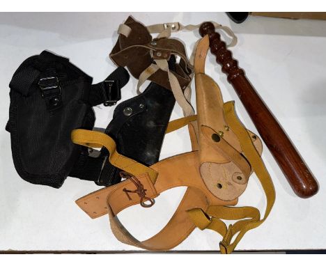 3 shoulder holsters and one truncheon.