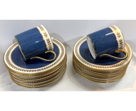 A Wedgwood blue and gilt coffee service, 12 cups and saucers X9266