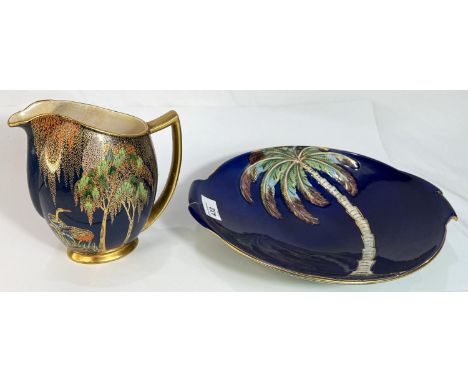 1930's Carlton ware lustre jug cracked; and decorative china (shell shaped bowl glued)