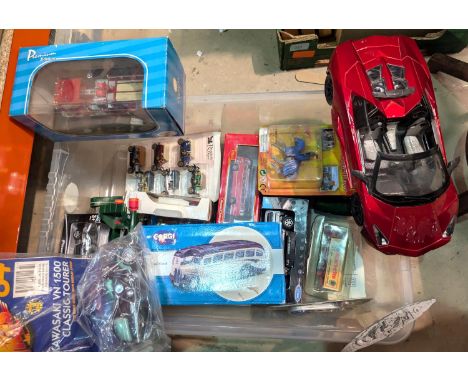 A boxed American Mint diecast fire engine and other boxed and loose vehicles.