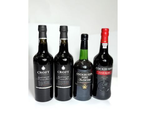 2 bottles of Croft Platinum Reserve Port and 2 bottles of Cockburn's Fine Ruby Port.