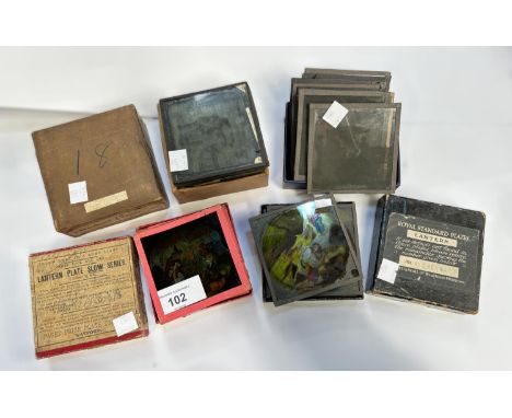 Magic Lantern slides, Old Mother Hubbard, Merchant of Venice and 2 other collections of slides.