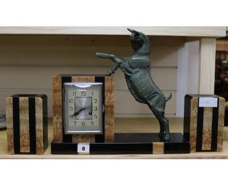 An Art Deco figural clock set
