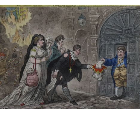 A Gilray print, Blohm edition, "The Theatrical Mendicants", 26 x 35cm