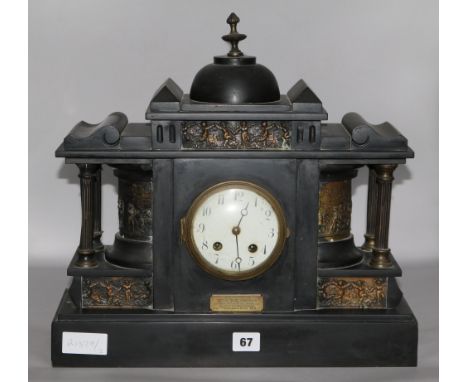 A black slate ornate classical clock