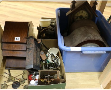 4 wooden mantel clock & clock parts