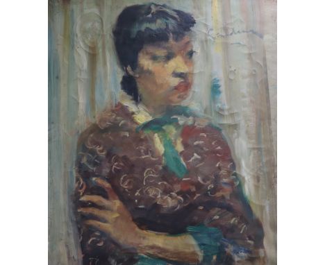Italian School, 20th century, oil on canvas, portrait of a woman, 60 x 50cm