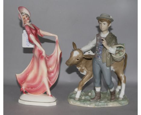 An Art deco figure & Lladro figure