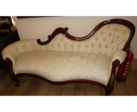 A button back chaise longue, W.200cm