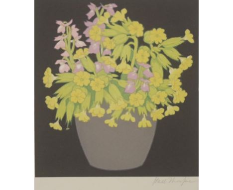 John Hall Thorpe (1874-1947) 'Cowslips' coloured woodblock print, signed lower right, (16.5cm X 15cm approx). Unframed.
