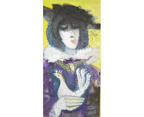 Michael Kmit (1910-1981) Portrait 1968, oil on board, signed lower right, (68cm X 33cm approx).