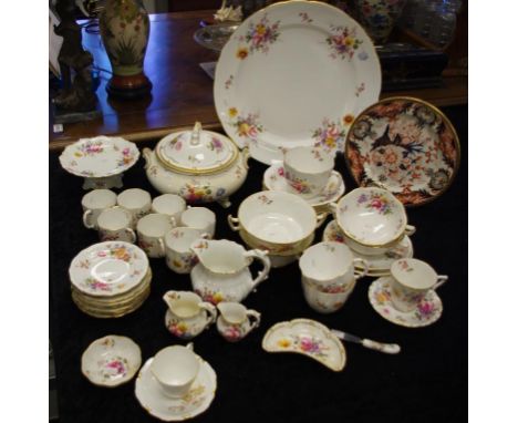 Royal Crown Derby 'Derby Posies' part dinner set including 7 coffee cups &amp; saucers,  6 dessert bowls, 3 various cream jug