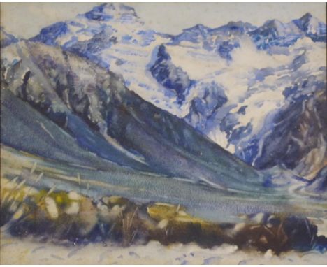 Don R. Neilson (New Zealand, 1924-) "Mt Sefton" New Zealand, watercolour, signed lower left, 21cm x 26cm (some foxing)