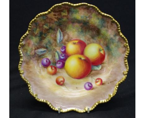 Royal Worcester hand painted fruit plate signed H Ayrton, 22cm diameter approx.