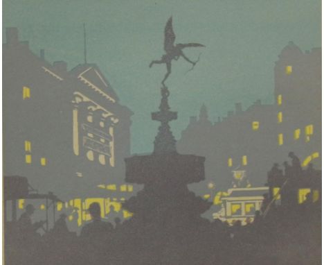 John Hall Thorpe (1874-1947) 'Piccadilly' coloured woodblock print, signed and titled in pencil, lower left and right, (16cm 
