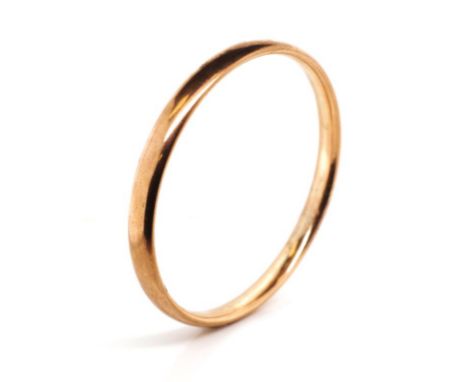 Rose gold silver lined bangle marked 9ct sil lined Dunklings. Approx inside width 72mm
