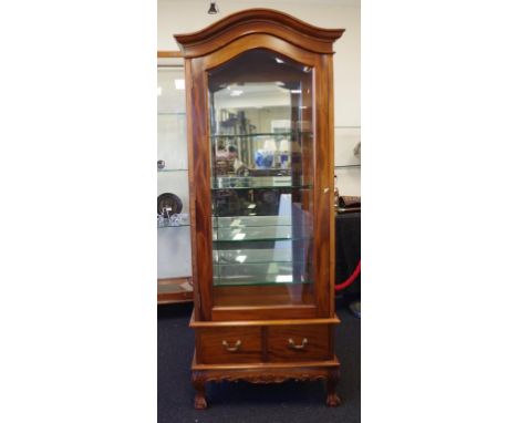 Chippendale style china cabinet with dome top, mirrored back and adjustable glass shelves, 76.5cm wide, 44cm deep, 188.5cm hi