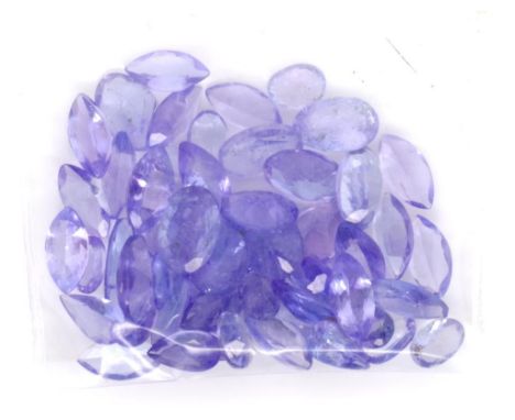 A parcel of loose Tanzanites with approx 55x stones with a total weight of 12.70cts. Light blue colour comprising oval, marqu