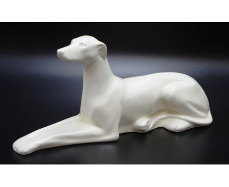 Spode ' Velamour'  greyhound figure resting greyhound, marked to base, (length 29cm approx).