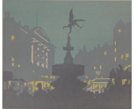 John Hall Thorpe (1874-1947) 'Piccadilly' coloured woodblock print, signed and titled in pencil, lower left and right, (16cm 