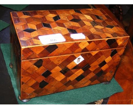 A Victorian marquetry tea caddy - 20cm CONDITION REPORTas per further images