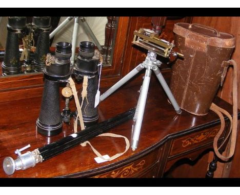 A pair of Barr & Stroud vintage military binoculars with case and tripod CONDITION REPORTSerial number 76120, CF41; moving pa