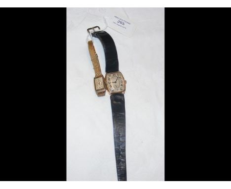 A gold wrist watch with separate second hand and plated ditto 