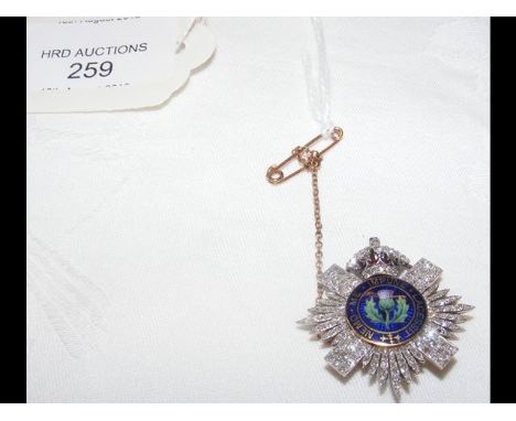 A diamond and enamel Scots Guard brooch - 3.2cm CONDITION REPORTgood condition