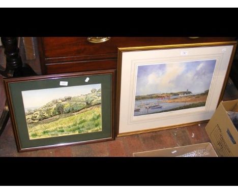 A Limited Edition CAVENDISH MORTON print 'Light Airs', together with a watercolour of Luccombe 