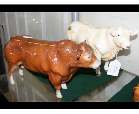 John Beswick ceramic bull, together with one other - 25cm long 