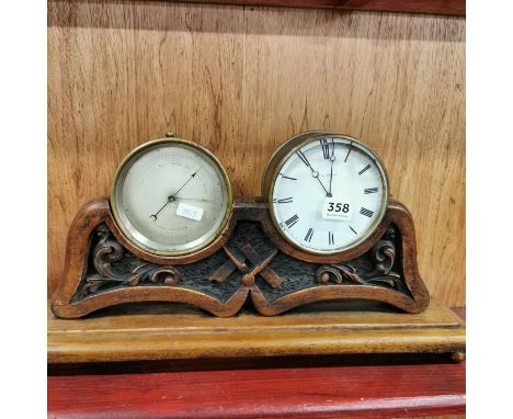 ANTIQUE MASONIC CLOCK/BAROMETER