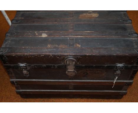 Vintage travel chest related to the Cunard