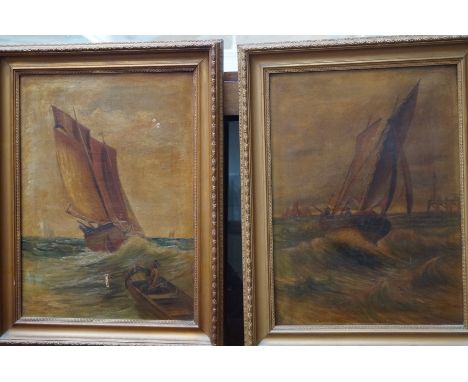 Pair of oil on canvas seascape