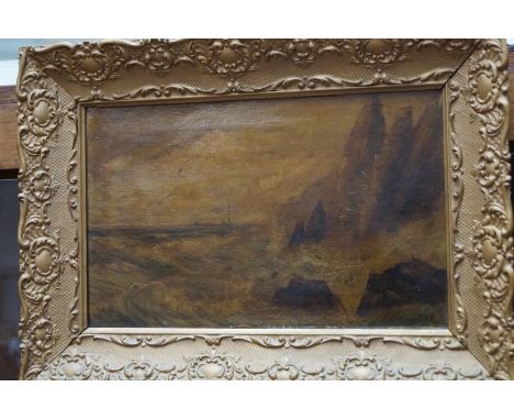 Framed oil on canvas seascape