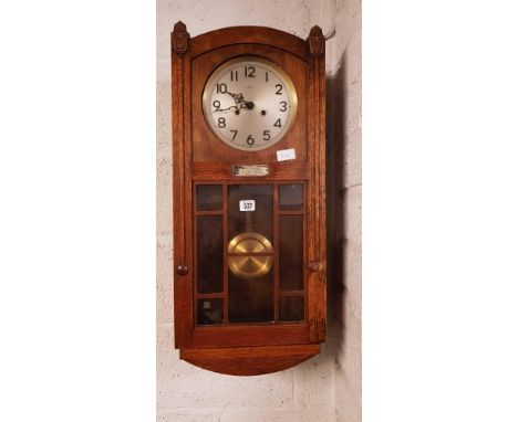 ENFIELD OAK CASED MANTEL CLOCK WITH PRESENTATION PLAQUE  