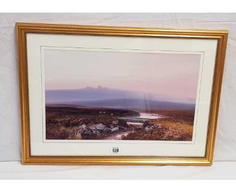 FREDERICK JOHN WIDGERY; EXTENSIVE DARTMOOR VIEW WITH A CLAPPER BRIDGE IN THE FOREGROUND, PRINT, SIGNED LOWER LEFT 17 X 24”.
