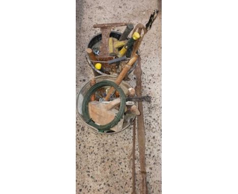 2 BUCKETS OF MISC OLD TOOLS