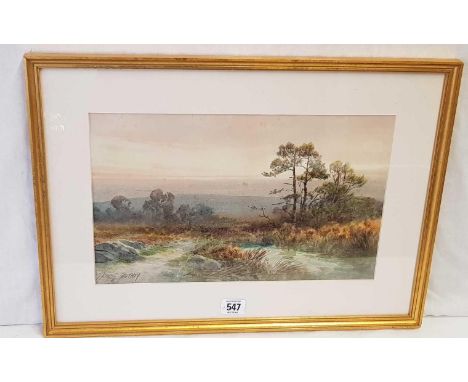 RUBENS SOUTHEY; A MOORLAND LANDSCAPE WITH A PATH BESIDE A STREAM, WATERCOLOUR, SIGNED14 X 19”