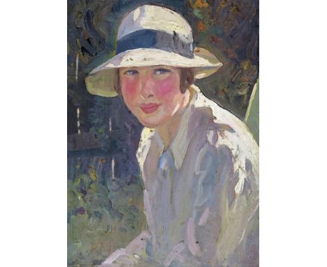 ‡ Edwin Byatt (1888-1948) Portrait of a girl in a hat Oil on board 35.5 x 25.5cm Provenance: Sotheby’s, 13.6.88, Lot 2219  ++
