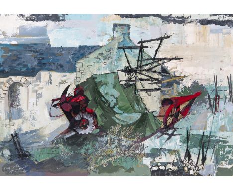 ‡ Ray Evans R.I. (b.1920) The farm machine, Brittany Signed, titled and dated 9/65 Mixed media 21.5 x 30.5cm  ++Good conditio