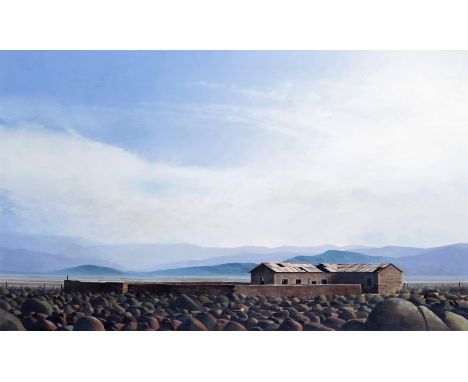 Christopher Haskins (South African 1957-1999) The Pig Pen Signed Oil on paper 36.5 x 60.5cm  ++Varnish a little patch, a spot