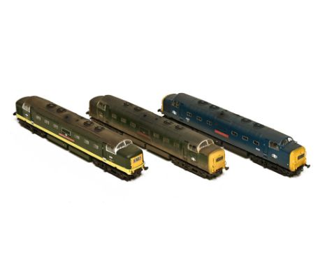 Three Bachmann 00 gauge diesel locomotives, D9004 Queens own Highlander, D9010 Kings own Scottish Borderer &amp; D9005 The Pr