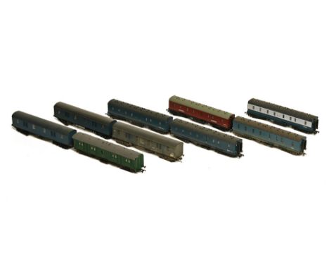 Nine coaches four kit built, two Bachmann and three mainline 